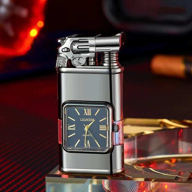 Elegant Ignition: Blue Flame Metal Lighter