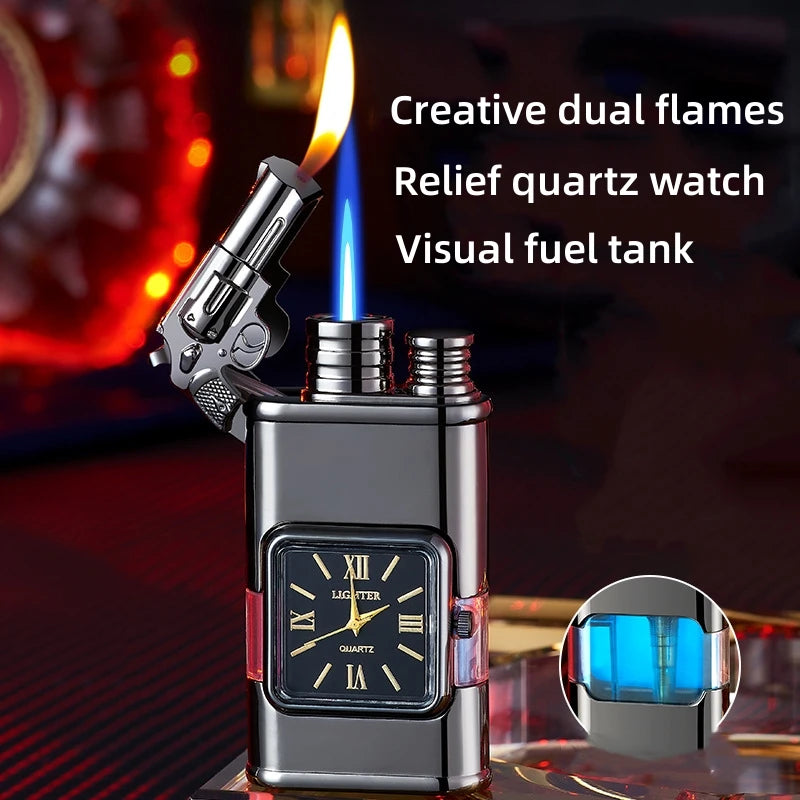 Elegant Ignition: Blue Flame Metal Lighter