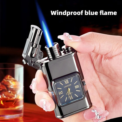 Elegant Ignition: Blue Flame Metal Lighter