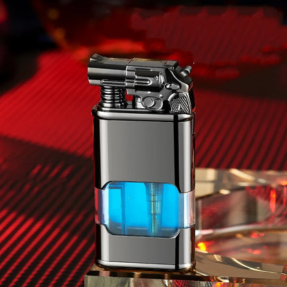 Elegant Ignition: Blue Flame Metal Lighter